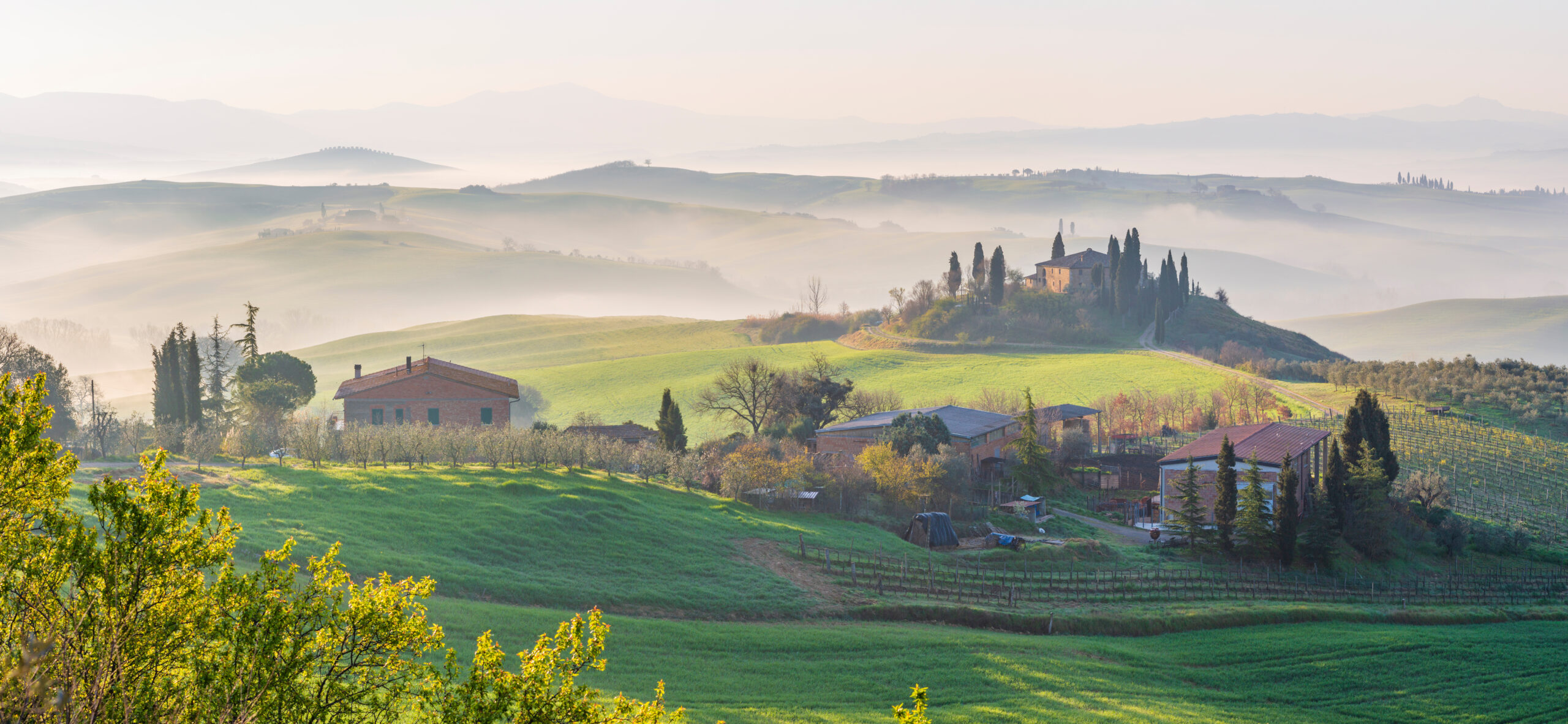 Sunrise,Over,Val,D'orcia,,Near,San,Quirico,D'orcia,,Siena,,Tuscany,